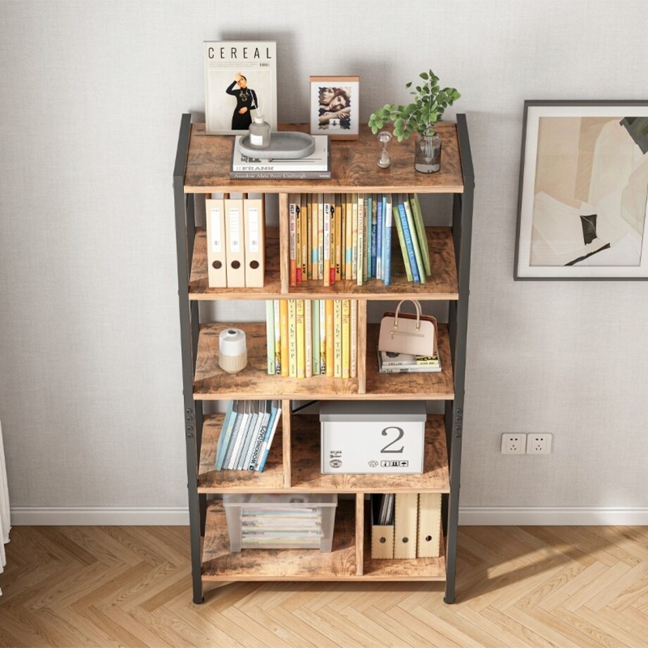 Regał Szafka Na Książki Kwiaty Drabinkowy Rustykalny Brąz Loft 154,5 Cm