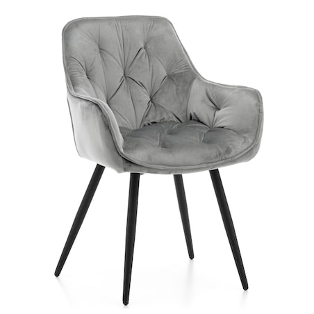 Krzesło tapicerowane pikowane do salonu jadalni welurowe SIENA jasnoszare