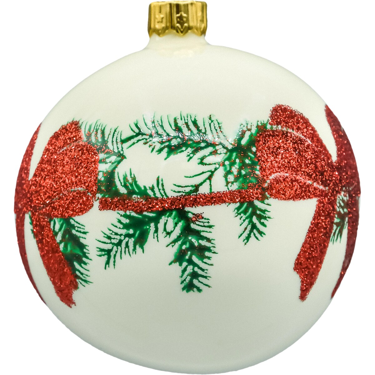 Bombki okrągłe kremowe z kokardą