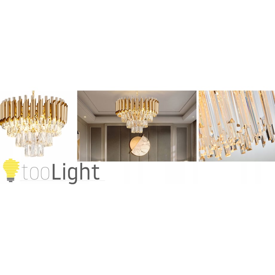 Lampa Sufitowa Kryształowa Glamour Złota Kryształ