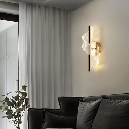 Kinkiet Led G032-W Złoty, Metal, Tworzywo Sztuczne