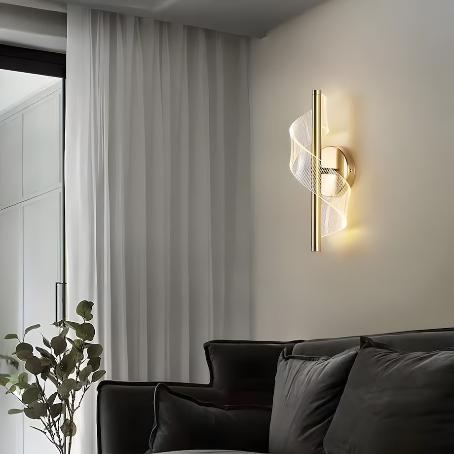 Kinkiet Led G032-W Złoty, Metal, Tworzywo Sztuczne