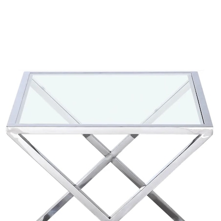 Kwadratowy stolik kawowy Broadway BR-ST1205S Cosmolight srebrny przezroczysty