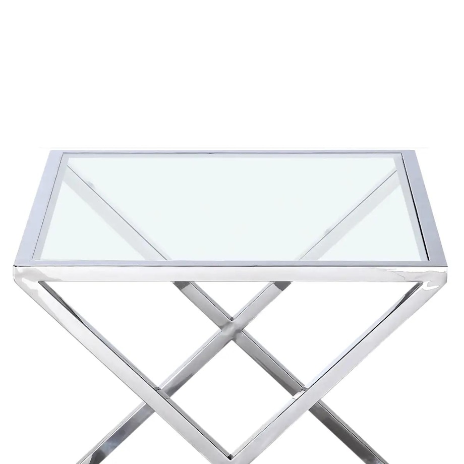 Kwadratowy stolik kawowy Broadway BR-ST1205S Cosmolight srebrny przezroczysty