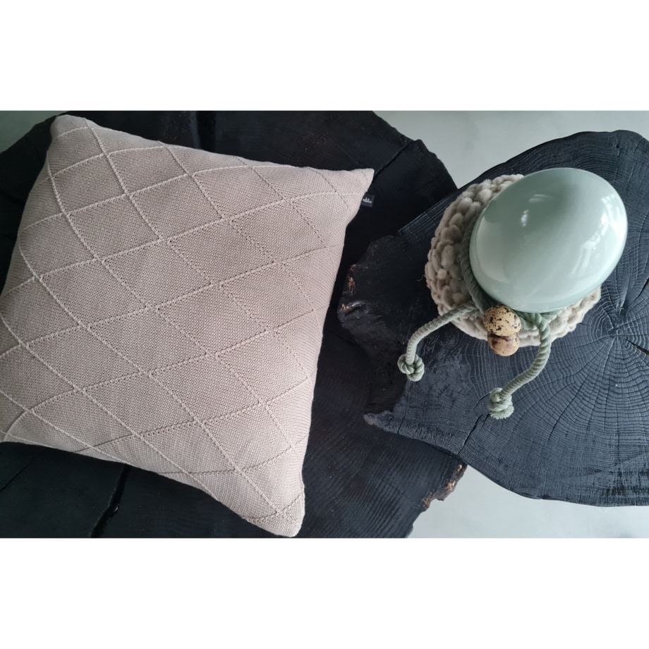 Poszewka romby kwadratowa beżowa, 50 x 50 cm, La Manta