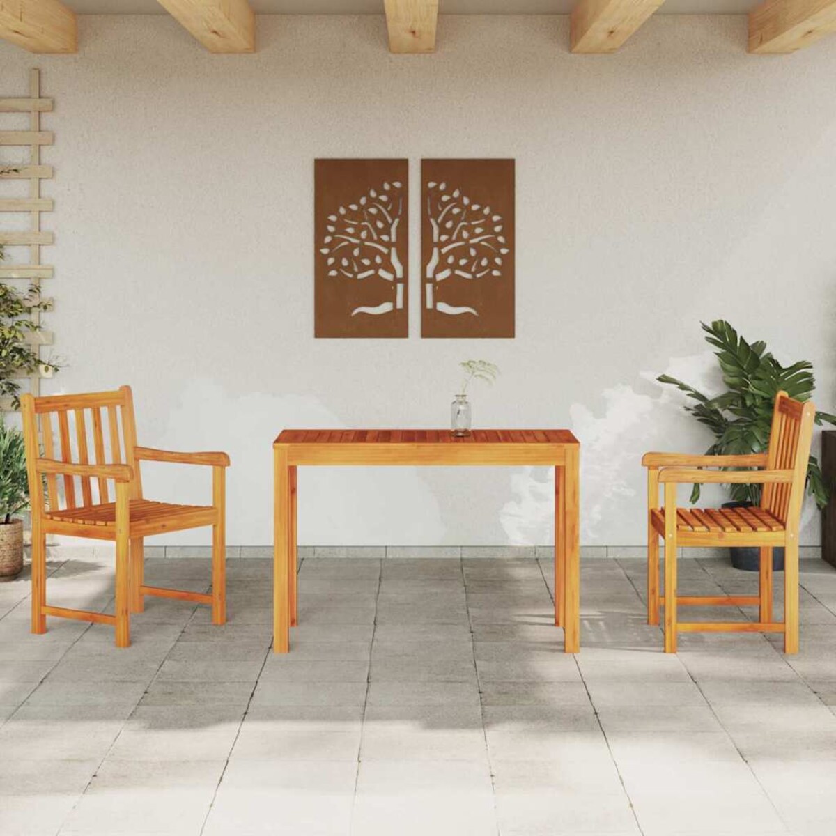vidaXL Zestaw do jadalni w ogrodzie 3 pcs Brązowy lite drewno akacjowe