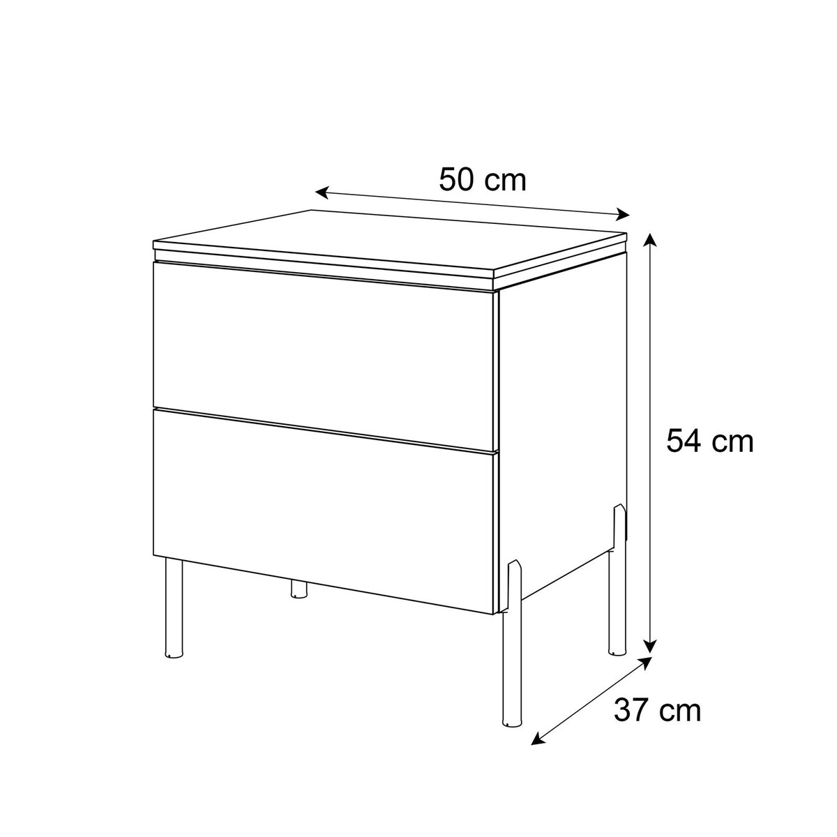 Stolik nocny AURORA II biały połysk nogi proste LED