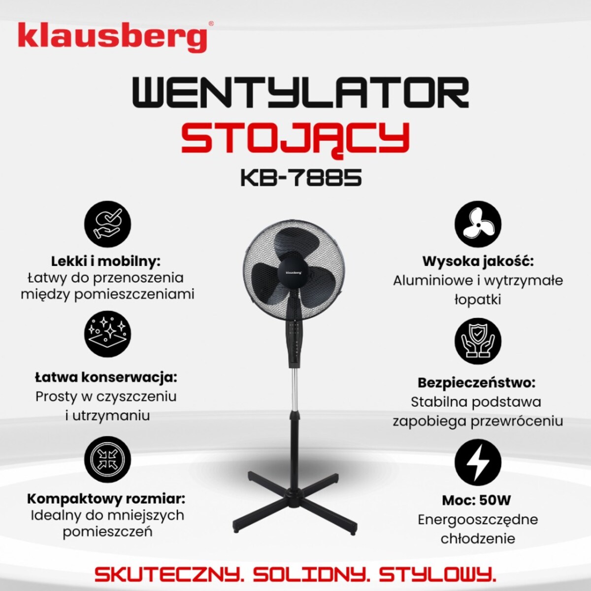 Wentylator podłogowy z pilotem i timerem 40cm 50W KLAUSBERG