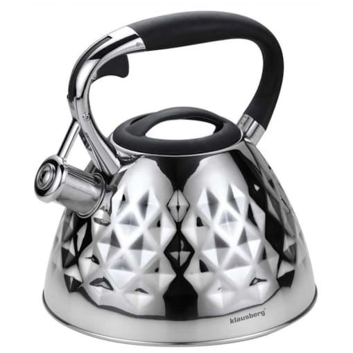 Czajnik stalowy z gwizdkiem na gaz indukcję srebrny Diamond KLAUSBERG 3.0L