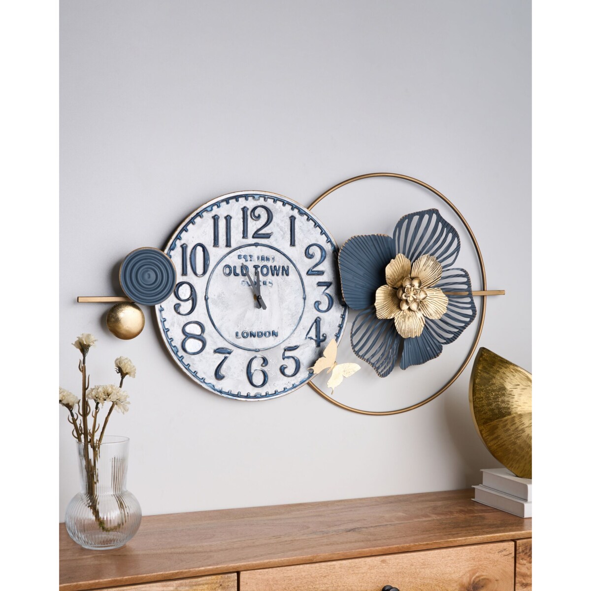 Zegar ścienny 90 x 49 cm niebieski BERKERIUM