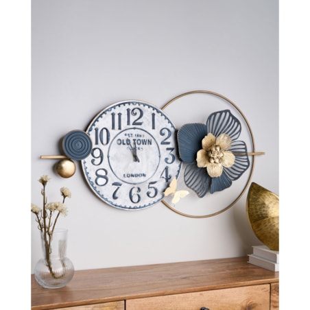 Zegar ścienny 90 x 49 cm niebieski BERKERIUM