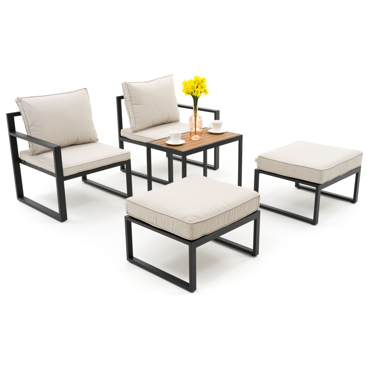 Zestaw mebli ogrodowych aluminiowe nowoczesne ATOL 2 grafitowo beżowe