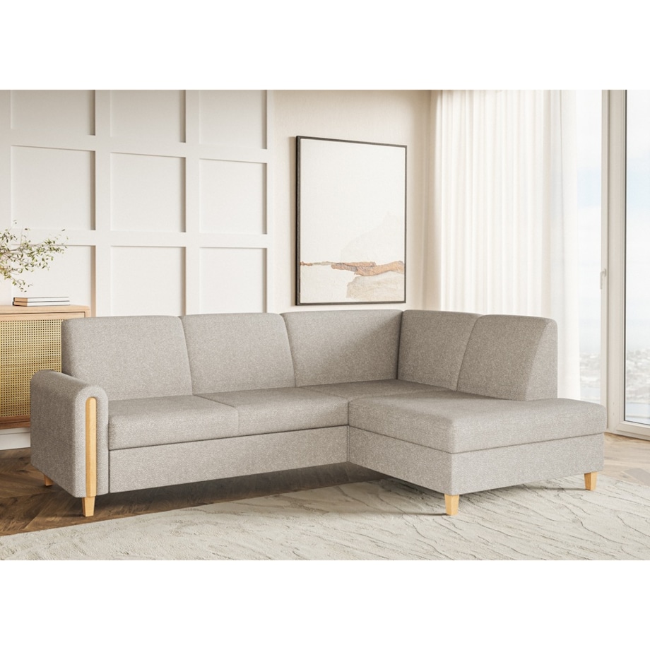 Rozkładany narożnik FLORA w tkannie bubble prawostronny- beżowy