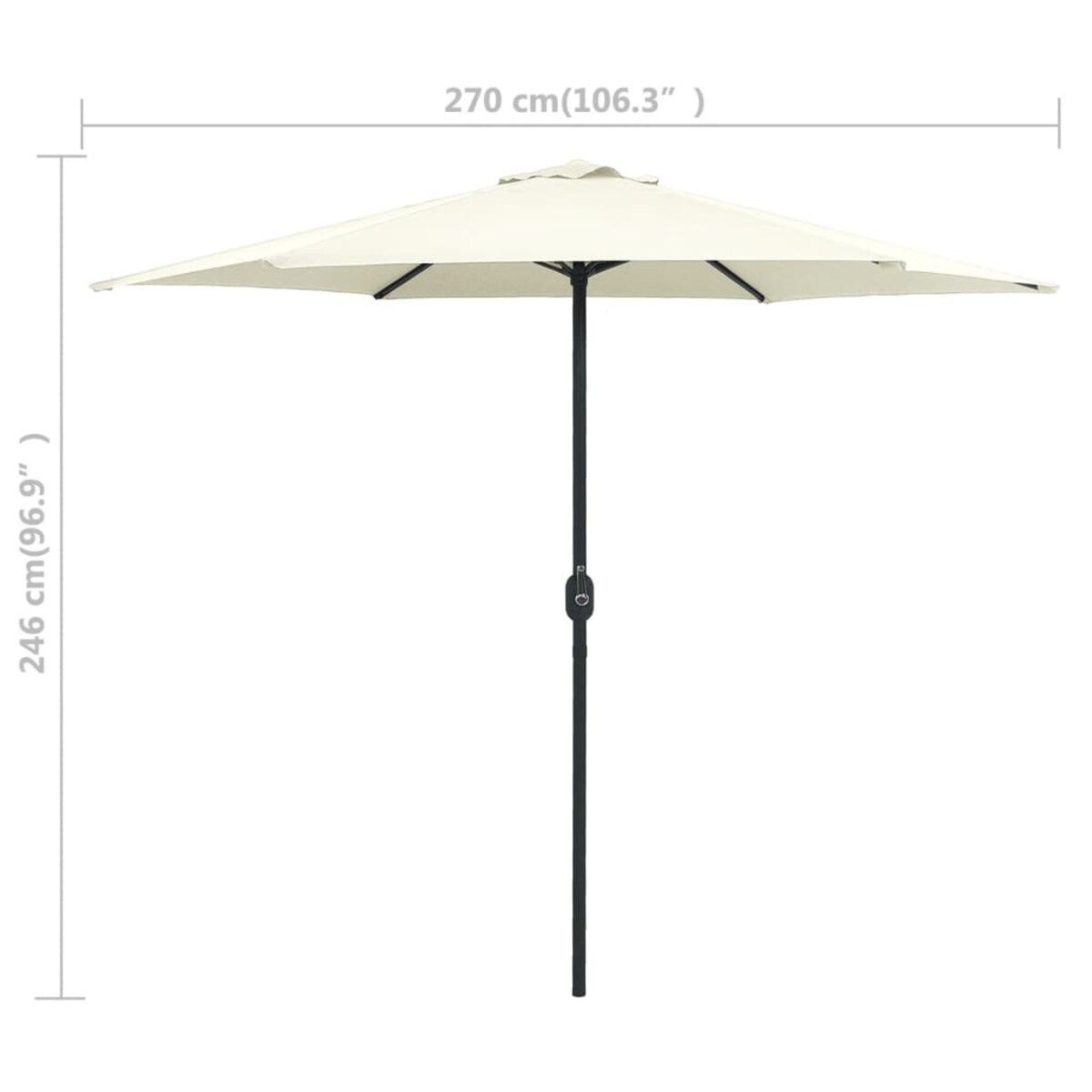 vidaXL Parasol ogrodowy na aluminiowym słupku, 270x246 cm, piaskowy