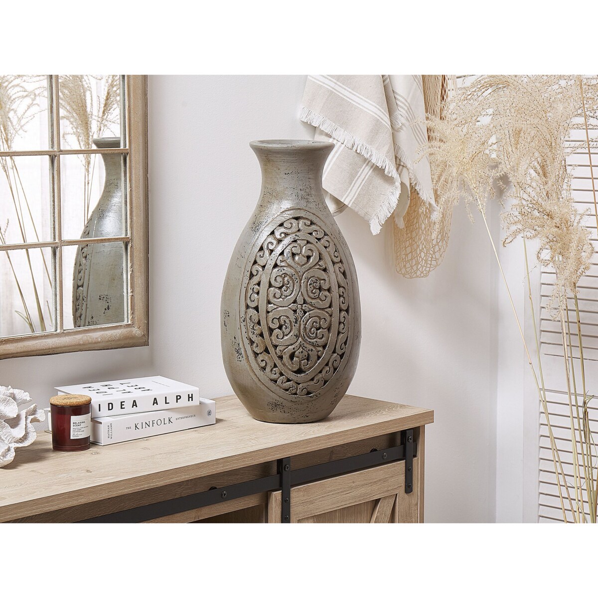 Wazon dekoracyjny gliniany szary MEGARA