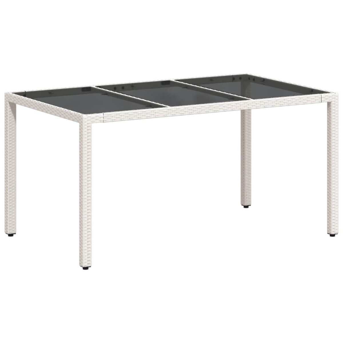 vidaXL Stół ogrodowy ze szklanym blatem, biały, 150x90x75 cm rattan PE