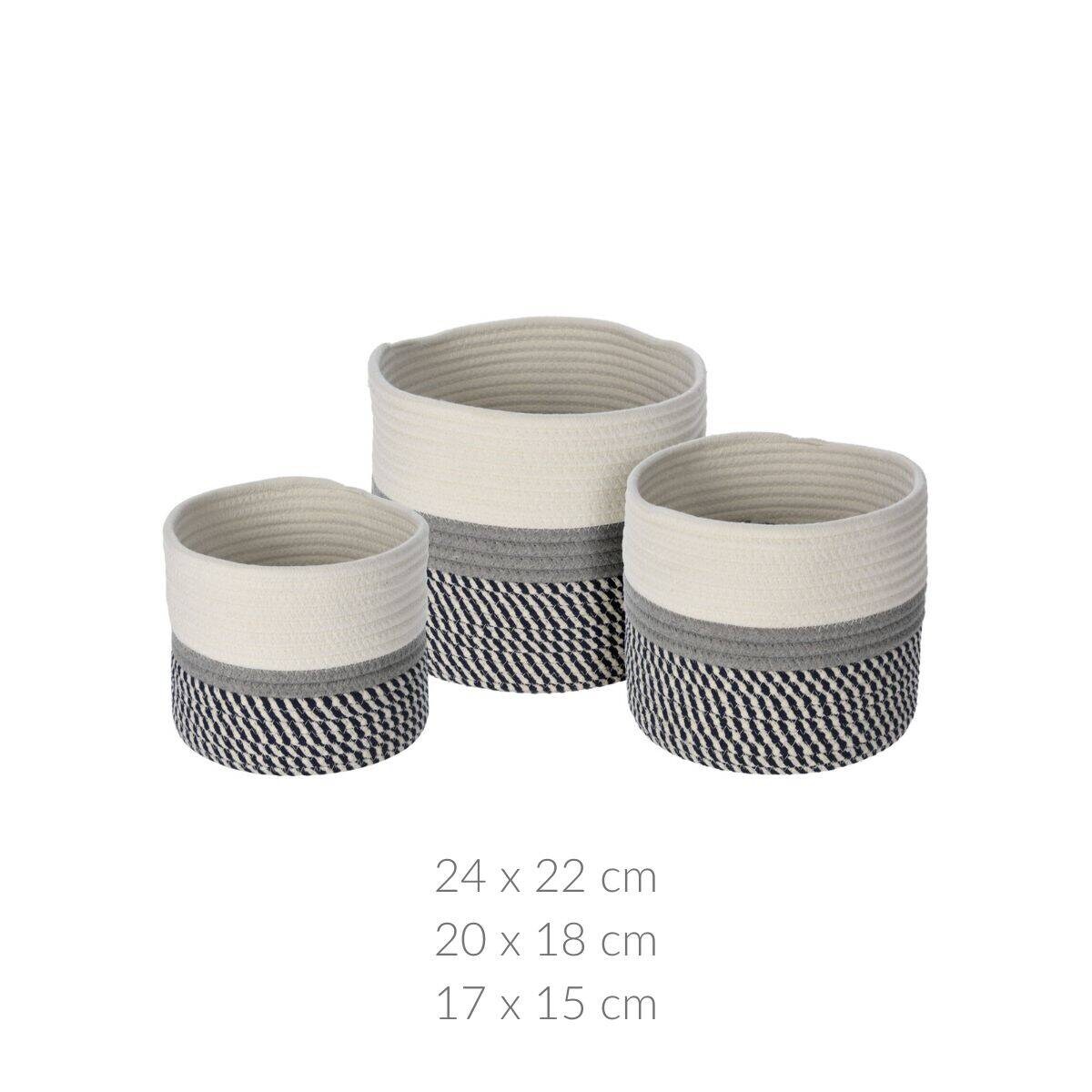 Kosz do przechowywania z bawełny, 3 sztuki