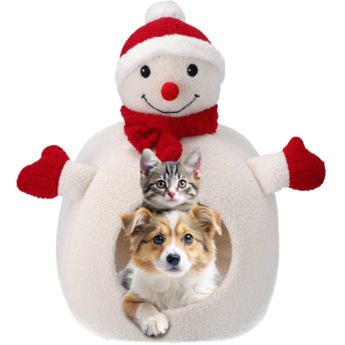 Legowisko Dla Zwierzaka Domek Kot Pies Świąteczny Bałwan Miękkie 40X40