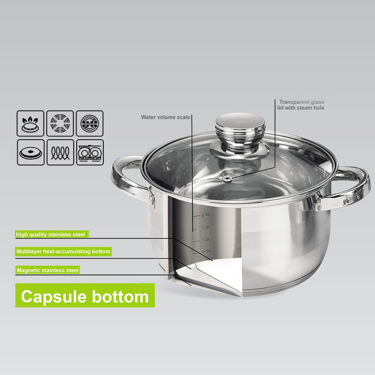 Zestaw garnków garnki komplet 6-ele 1.5L / 3L / 5L MAESTRO