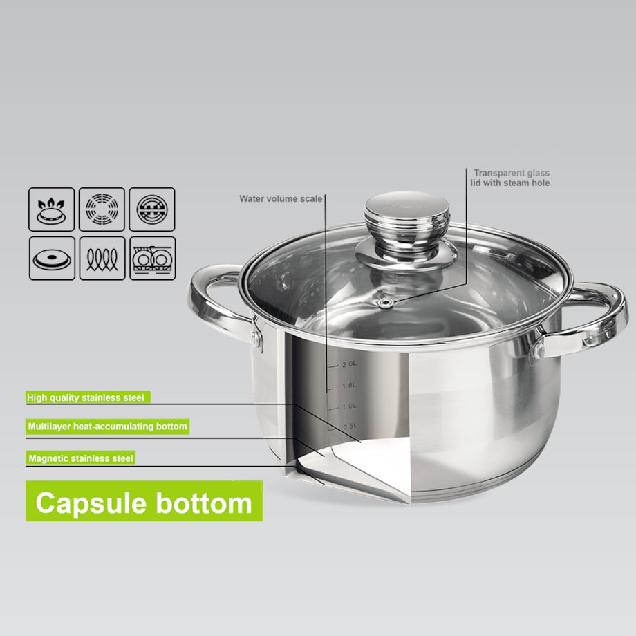 Zestaw garnków garnki komplet 6-ele 1.5L / 3L / 5L MAESTRO