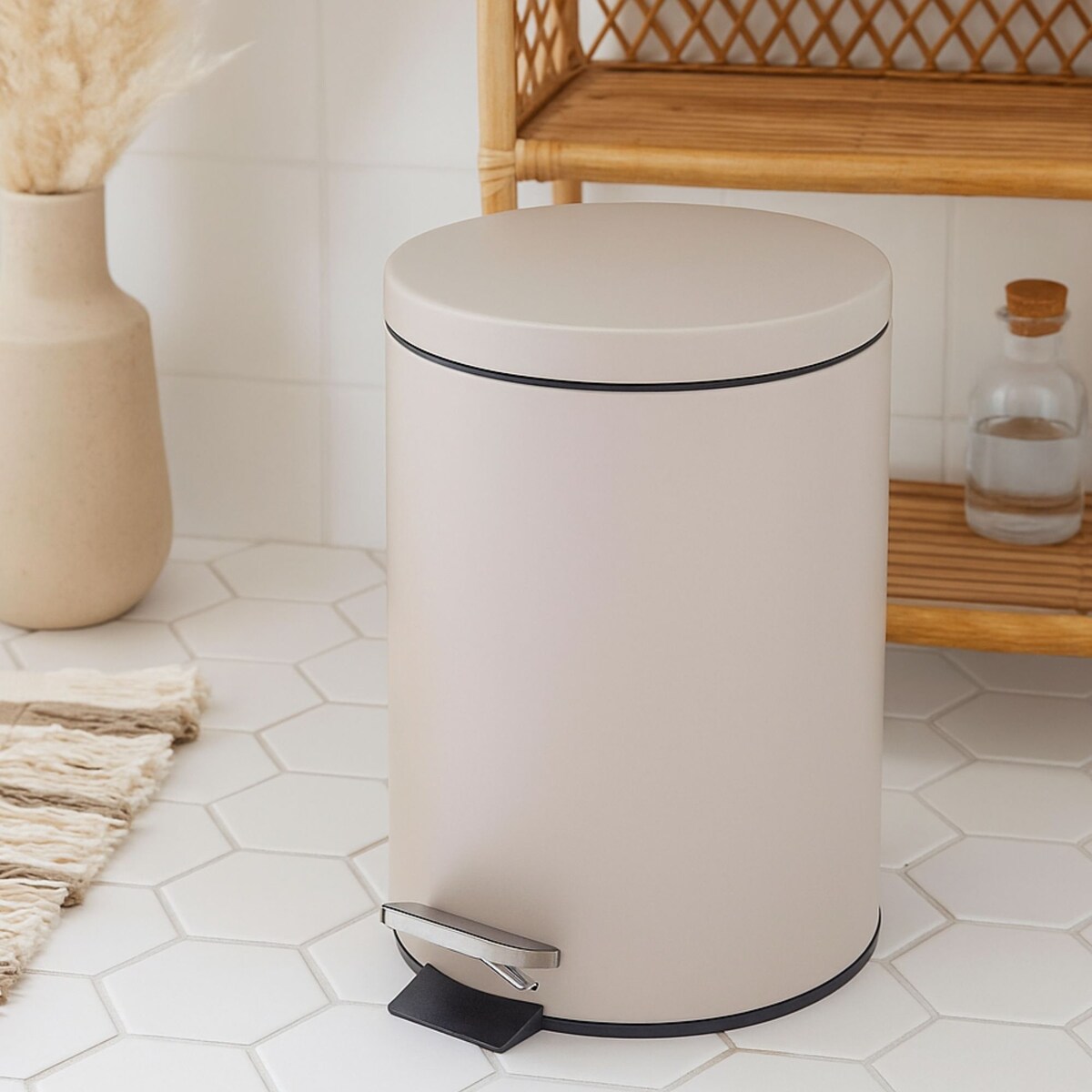 Kosz na śmieci NONI metalowy z pokrywą, 5 l