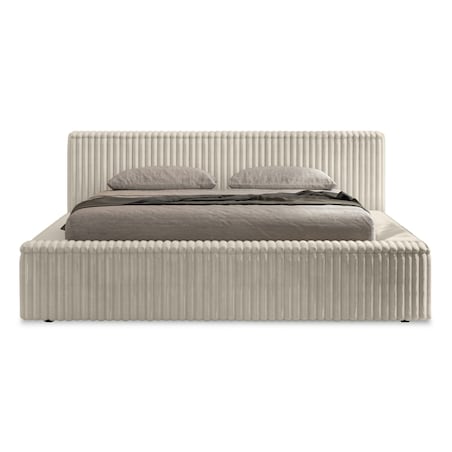 Łóżko ze stelażem i pojemnikiem jasnobeżowe 160x200 cm Golmo