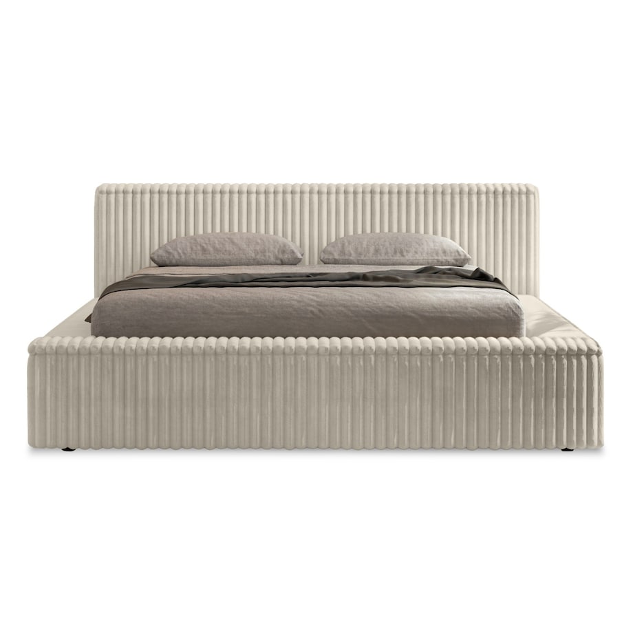 Łóżko ze stelażem i pojemnikiem jasnobeżowe 160x200 cm Golmo