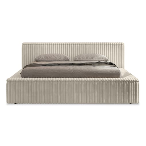 Łóżko ze stelażem i pojemnikiem jasnobeżowe 160x200 cm Golmo