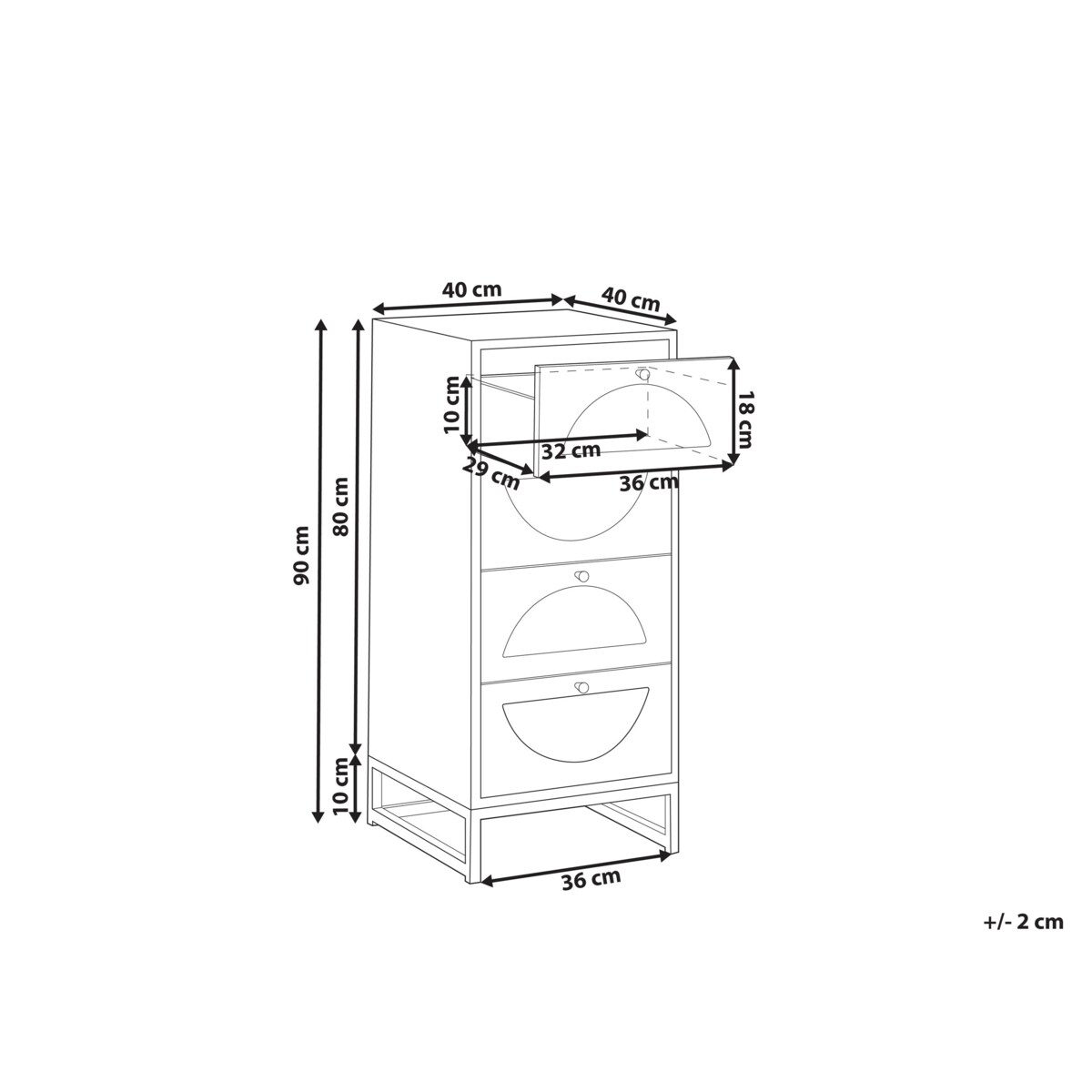 Komoda 4 szuflady BOTWOOD Jasnobrązowy