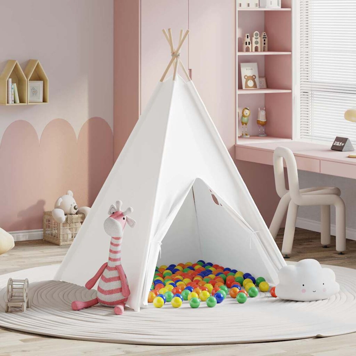 vidaXL Namiot Teepee Biały 120 x 120 x 150 cm Tkanina i Plastik