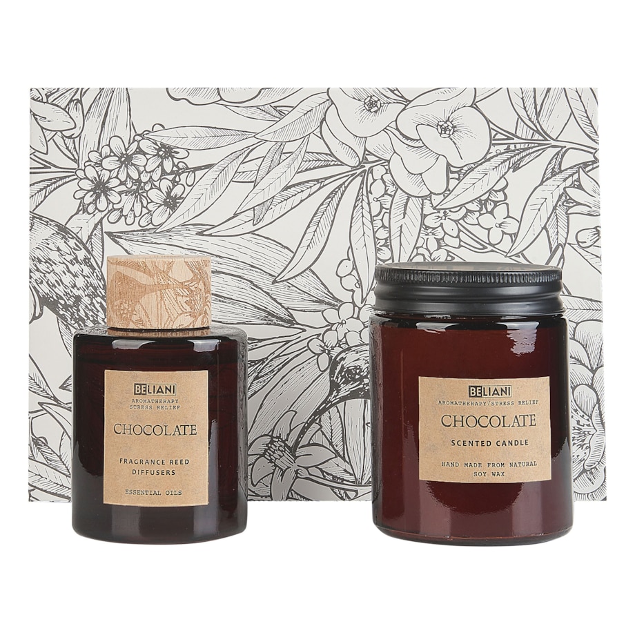 Zestaw zapachowy świeca sojowa i dyfuzor z patyczkami czekolada DARK ELEGANCE