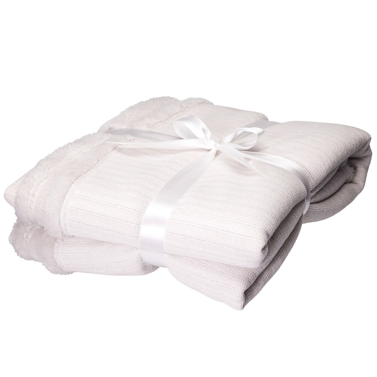 Koc Świąteczny Dekoracyjny Narzuta Na Łóżko 150X125 Cm Ozdoba Ciepły Biały