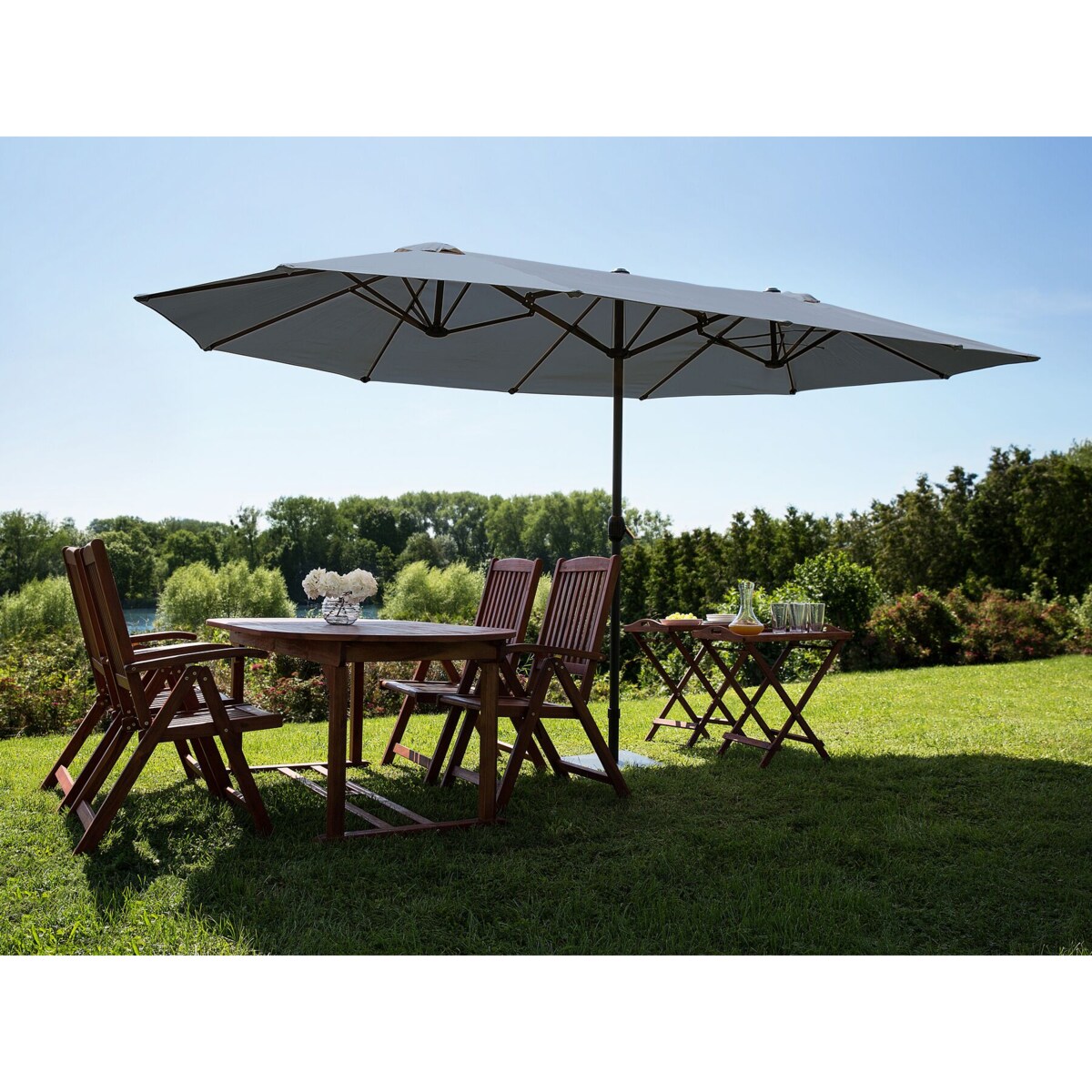 Parasol ogrodowy 270 x 460 cm szary SIBILLA