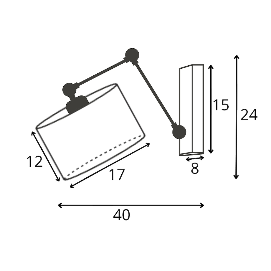Kinkiet przegubowy lampa ścienna lampa na ścianę regulowany z abażurem walec SOUL