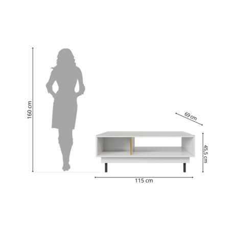 Elegancki biały stolik Dancan ARTEMISA ze złotymi dodatkam