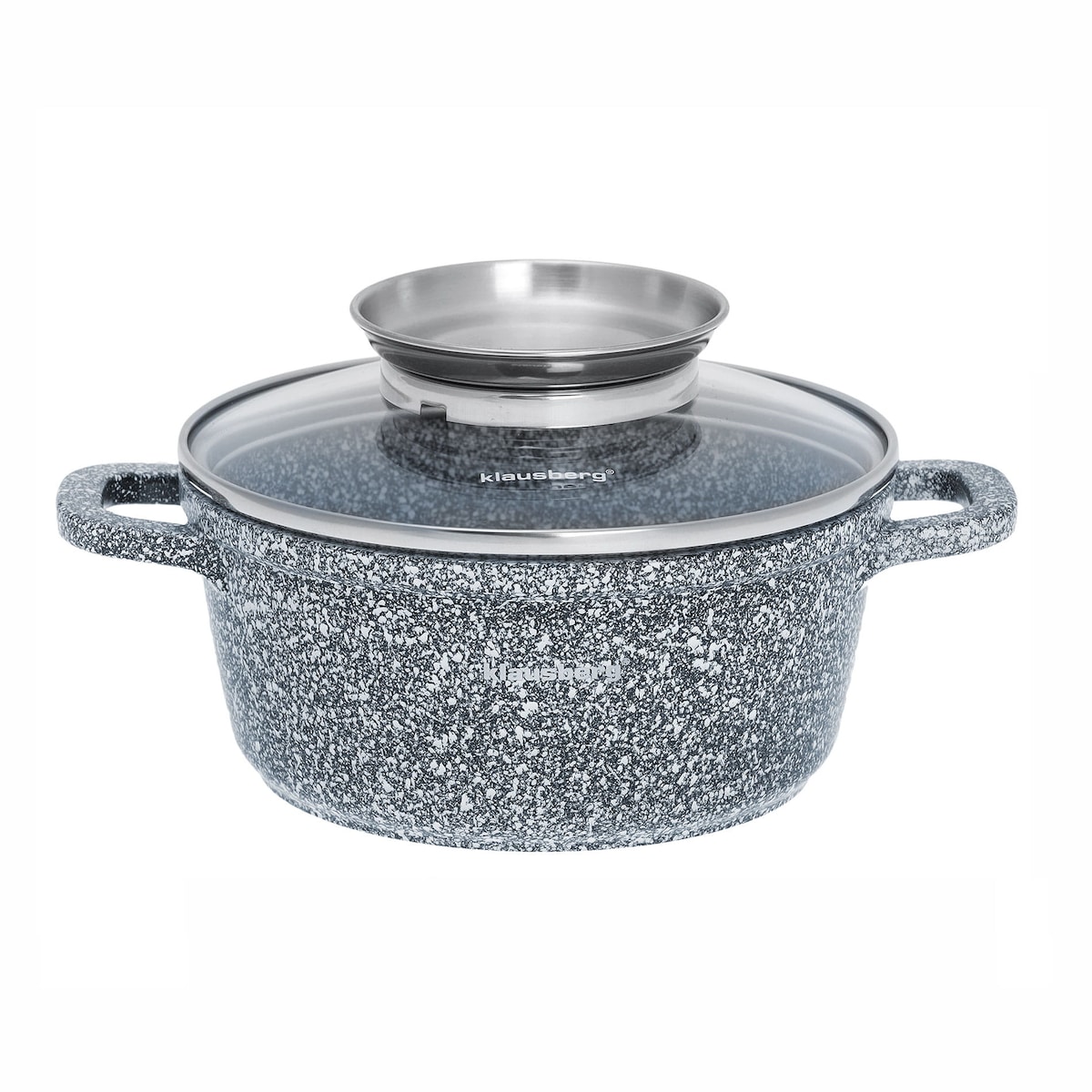 Garnek z powłoką marmurową marmurkowy szary indukcja gaz 1.3L 16cm KLAUSBERG