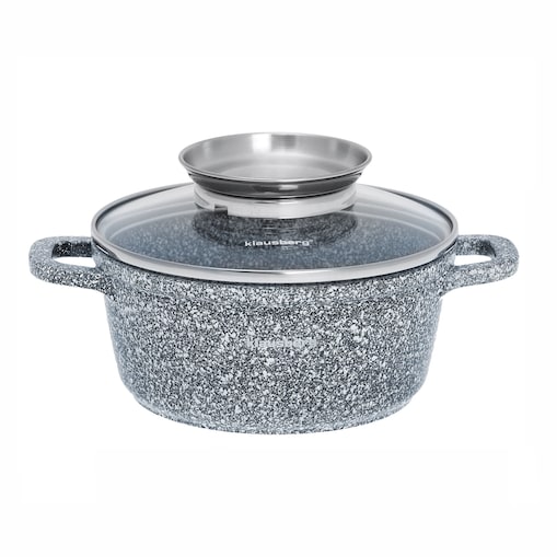 Garnek z powłoką marmurową marmurkowy szary indukcja gaz 1.3L 16cm KLAUSBERG
