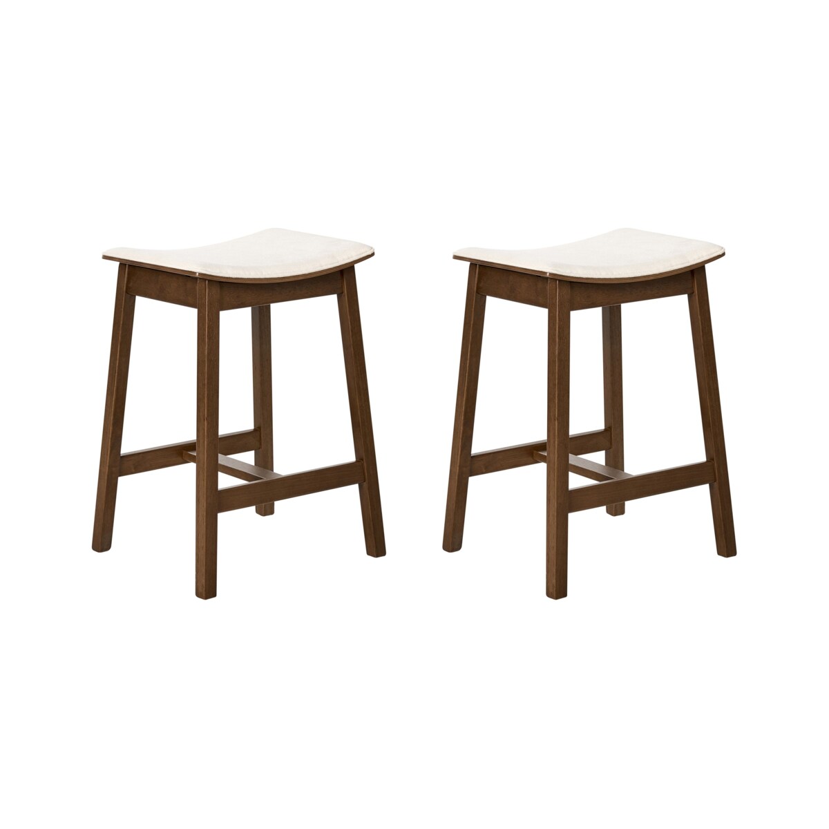 Zestaw 2 hokerów barowych DIXON Drewno Złamana biel/ ciemny brąz