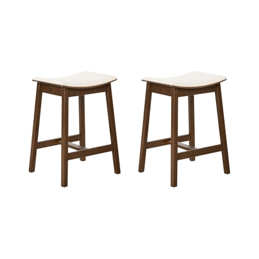Zestaw 2 hokerów barowych DIXON Drewno Złamana biel/ ciemny brąz