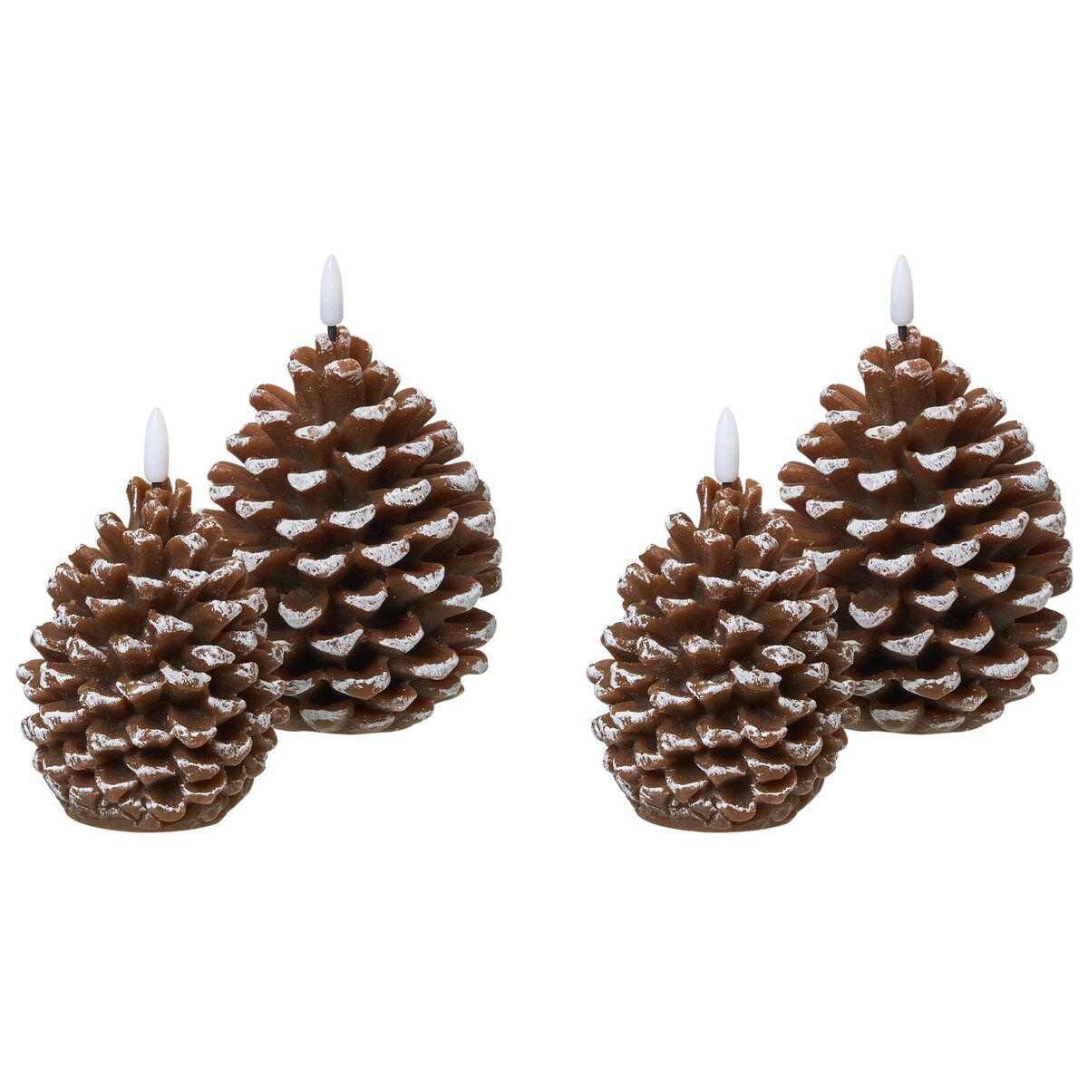 Zestaw 4 świec LED IVRESSE Szyszka 15/12 cm Brązowy