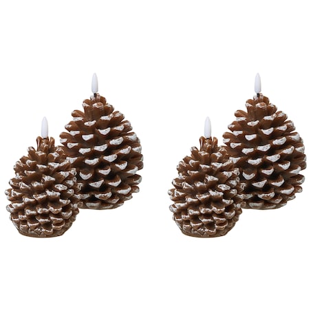 Zestaw 4 świec LED IVRESSE Szyszka 15/12 cm Brązowy