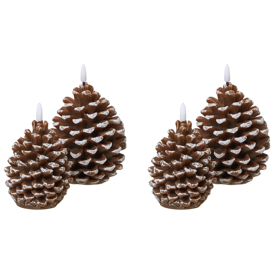Zestaw 4 świec LED IVRESSE Szyszka 15/12 cm Brązowy