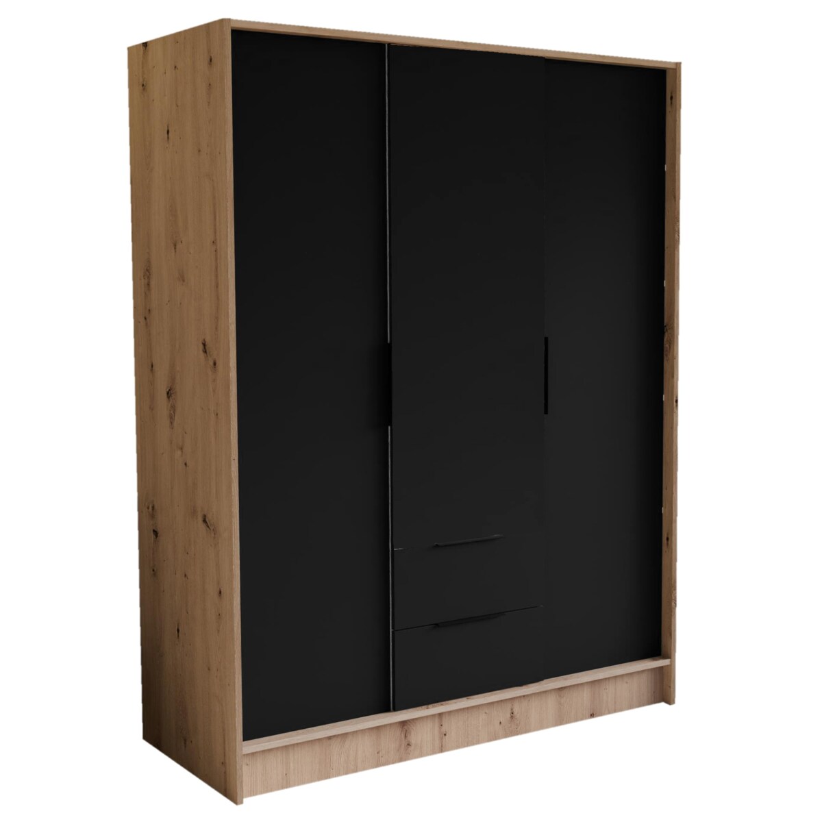 Szafa NIKOLA 150 z regulowanymi półkami do pokoju-sonoma+czarny front