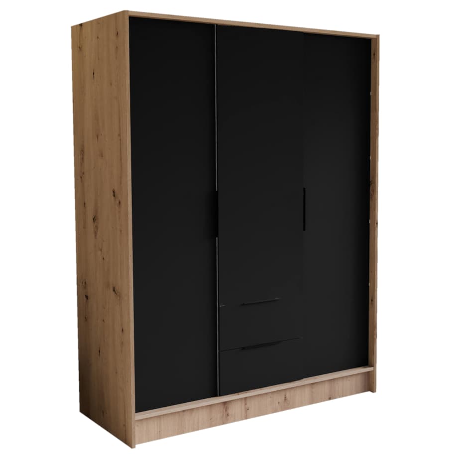 Szafa NIKOLA 150 z regulowanymi półkami do pokoju-sonoma+czarny front