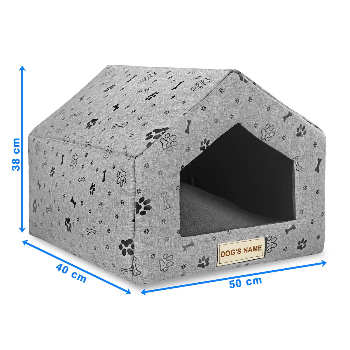 Legowisko Dla Psa Kota Posłanie Mata Domek Kości 50X40X38 Cm Czarne
