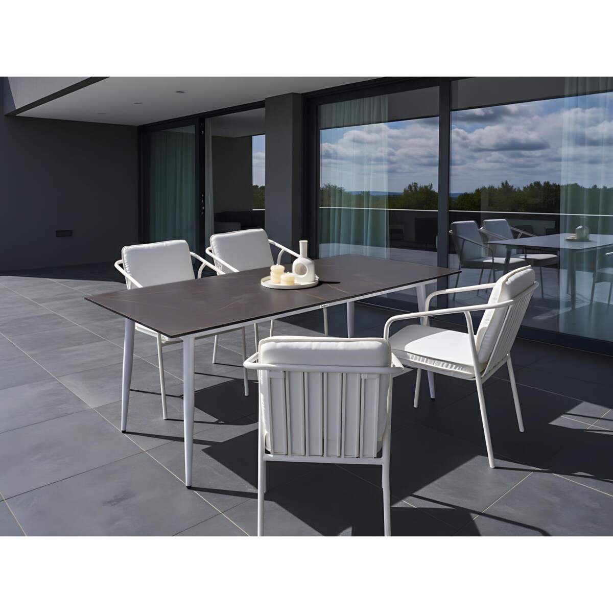 Stół ogrodowy TOLENTINO 180 cm 90 cm Efekt marmuru Szary marmur