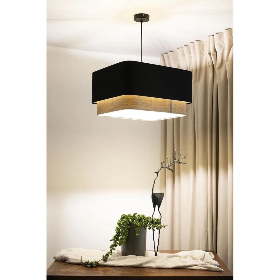 Lampa wisząca KWADRO DUO 006 51x47cm czarna/beżowa