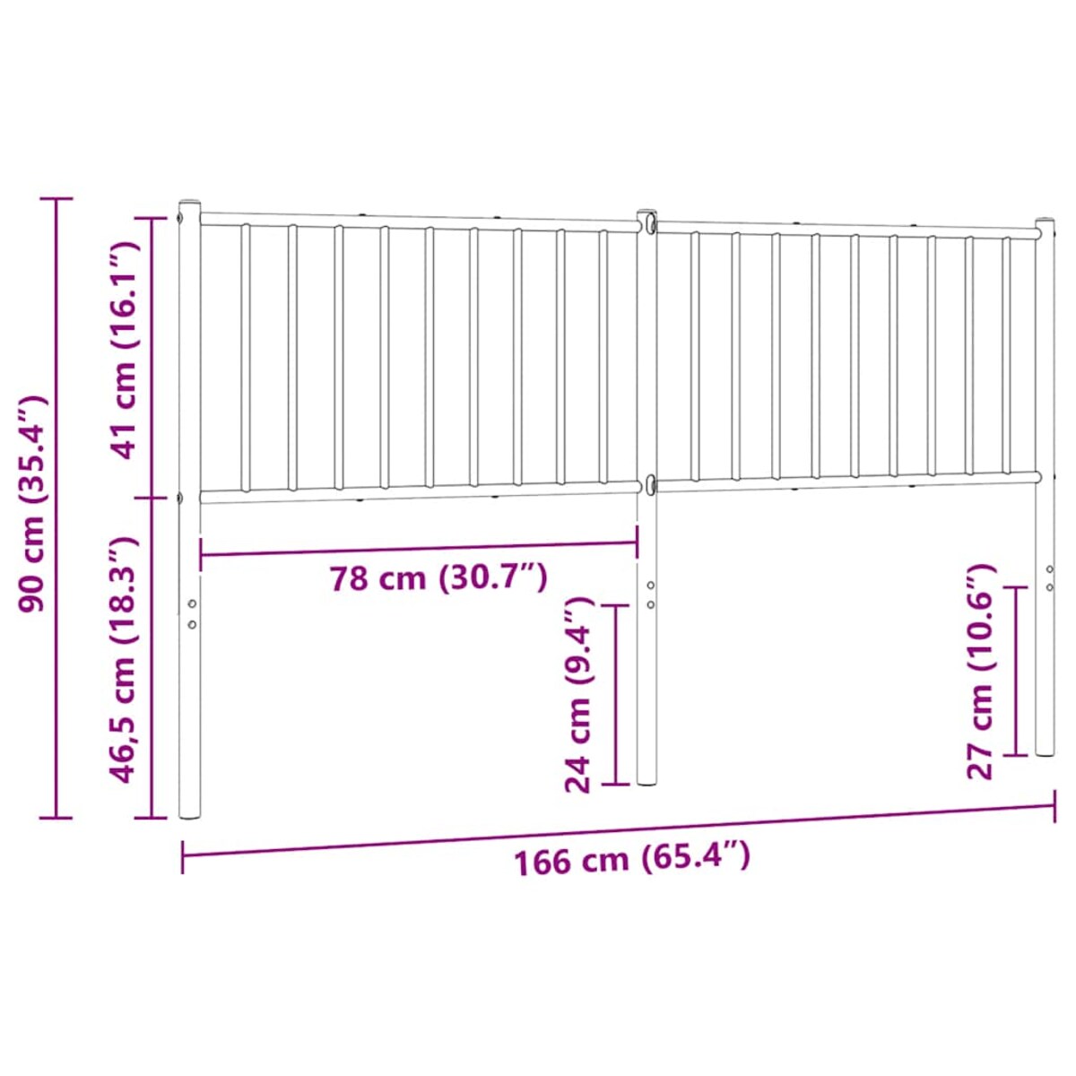 vidaXL Metalowe wymienne wezgłowie, czarne, 180 cm