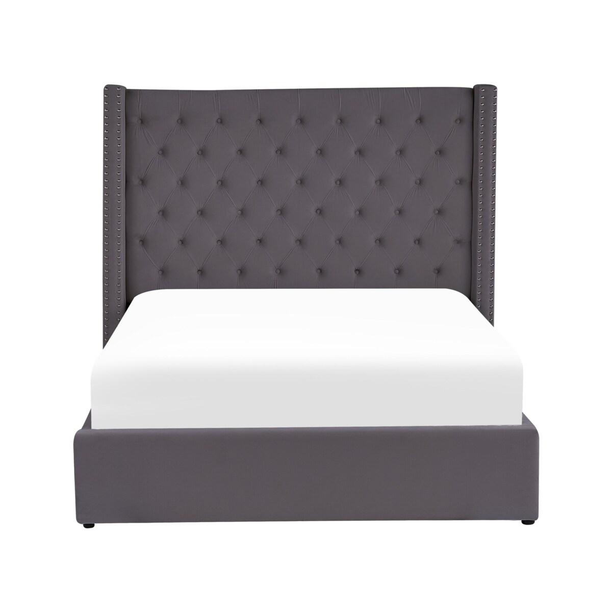 Łóżko z pojemnikiem welurowe 140 x 200 cm szare LUBBON