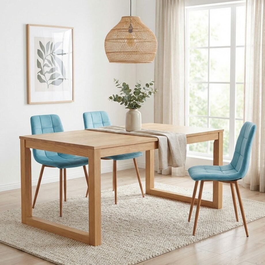 Krzesło tapicerowane do salonu welurowe turkusowe pikowane